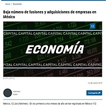 Baja nmero de fusiones y adquisiciones de empresas en Mxico